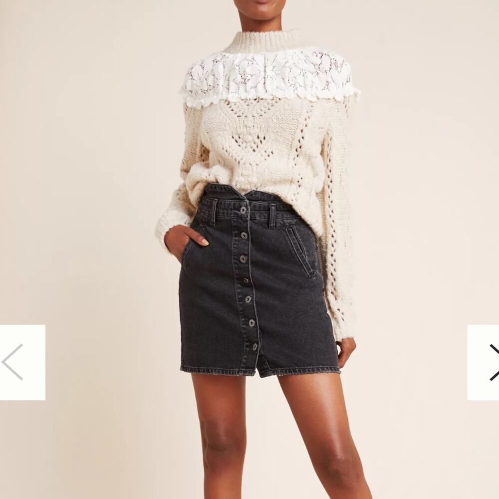 NWOT - Anthropologie - Pilcro Black Denim Button Front Skirt